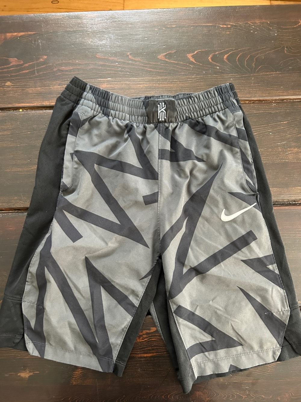 Nike Kids Gray & Black Graphic Athletic Shorts